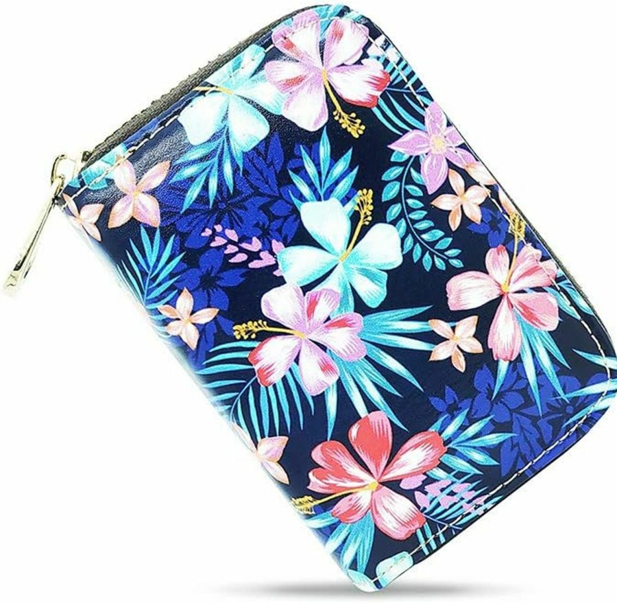 MOYYO Moyyo Rfid Credit Card Holder Case Leather Printed Zipper Card Case Wallet For Women Girls | Card & ID Cases