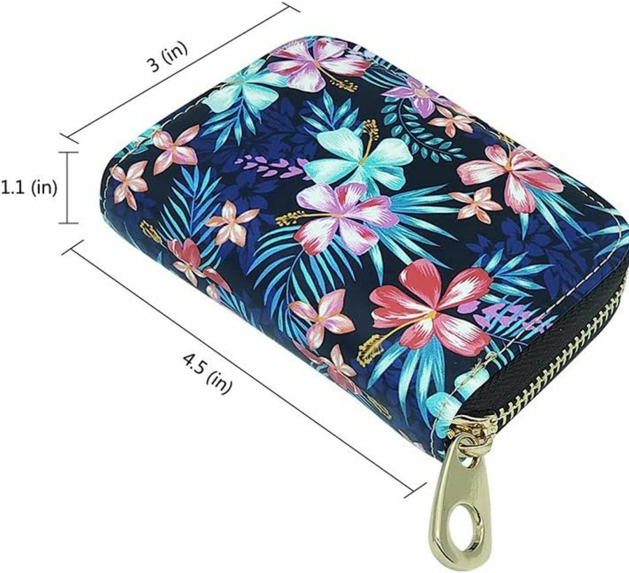 MOYYO Moyyo Rfid Credit Card Holder Case Leather Printed Zipper Card Case Wallet For Women Girls | Card & ID Cases