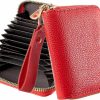 PEIQICHU Peiqichu Red Credit Card Holder 14 Slots Soft Pu Leather Card Case Card Protector Metal Zipper With Keychain Men & Women Rfid Blocking Small Wallet For Id Card Credit Cards | Card & ID Cases