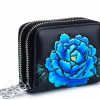 BAKUN Bakun Flower Leather Business Credit Card Wallet Holder Case Name Card Holder Leather Id Case Holder Security Travel Wallet(Blue) | Card & ID Cases