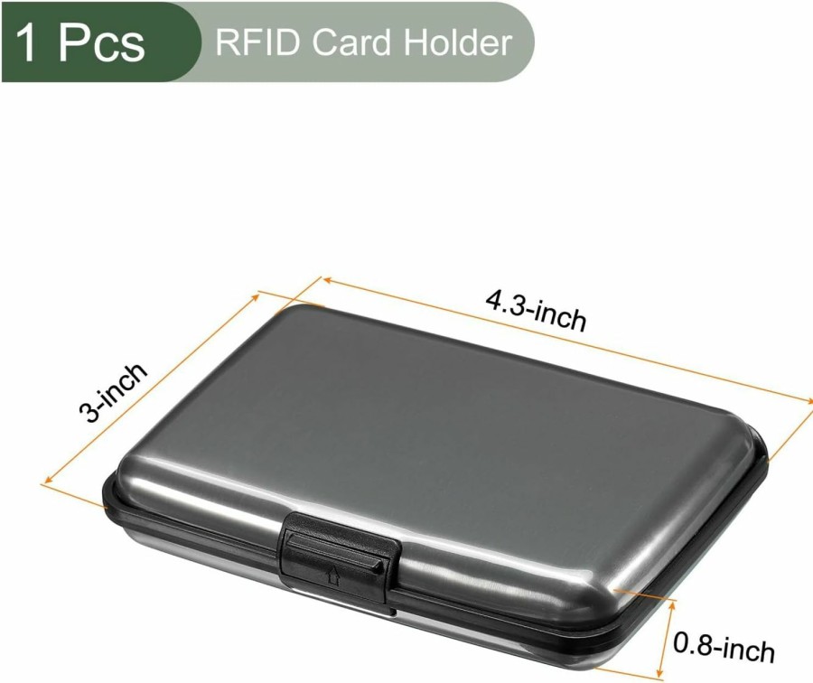 YOKIVE Yokive 1 Pcs Rfid Credit Card Holder, Aluminum Men Women Wallet | Metal Hard Case, Great For Business Cards, Access Cards (Gray, 4.3-Inch) | Card & ID Cases