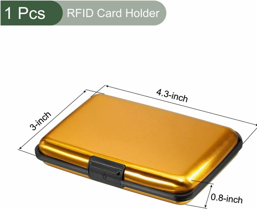 YOKIVE Yokive 1 Pcs Rfid Credit Card Holder, Aluminum Men Women Wallet | Metal Hard Case, Great For Business Cards, Access Cards (Gold, 4.3-Inch) | Card & ID Cases