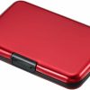 PATIKIL Patikil Aluminum Wallet Credit Card Holder, 6 Slots Men Women Rfid Blocking Metal Box Hard Protector Business Card Id Card Case, Red | Card & ID Cases