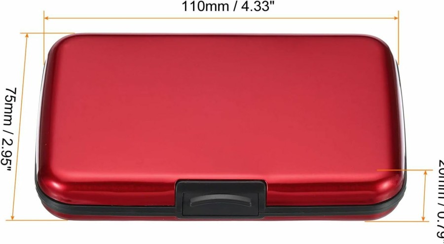 PATIKIL Patikil Aluminum Wallet Credit Card Holder, 6 Slots Men Women Rfid Blocking Metal Box Hard Protector Business Card Id Card Case, Red | Card & ID Cases