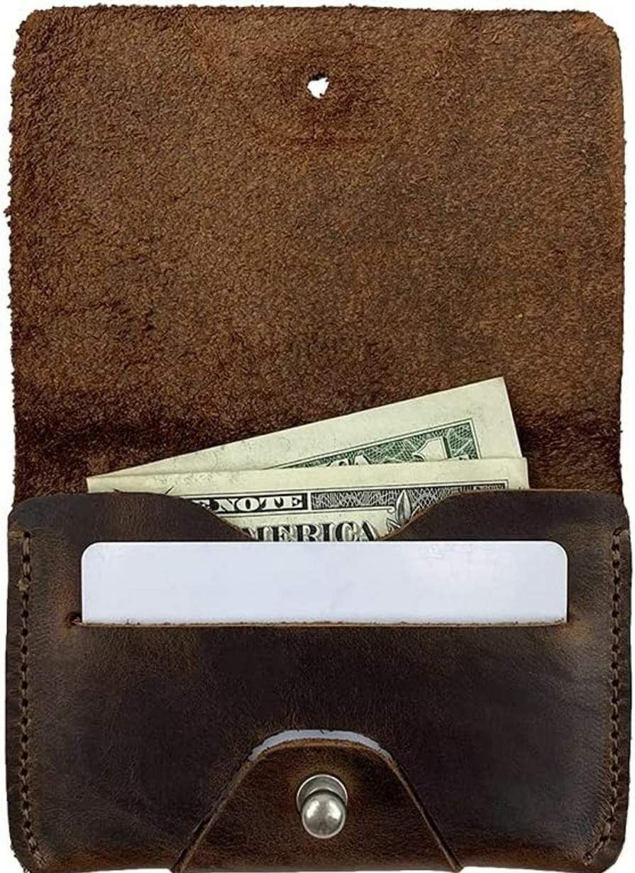 Hide & Drink Hide & Drink, Leather Card Holder, Holds Up To 4 Cards Plus Folded Bills & Coins/Pouch/Case/Purse/Cash, Handmade :: Bourbon Brown | Card & ID Cases