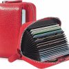 GHGMAO Ghgmao Credit Card Holder Accordion Wallet For Women Small Genuine Leather Wallets Rfid Blocking Ladies Card Organizer Card Cases Holder Security Travel Wallet With Zipper | Card & ID Cases