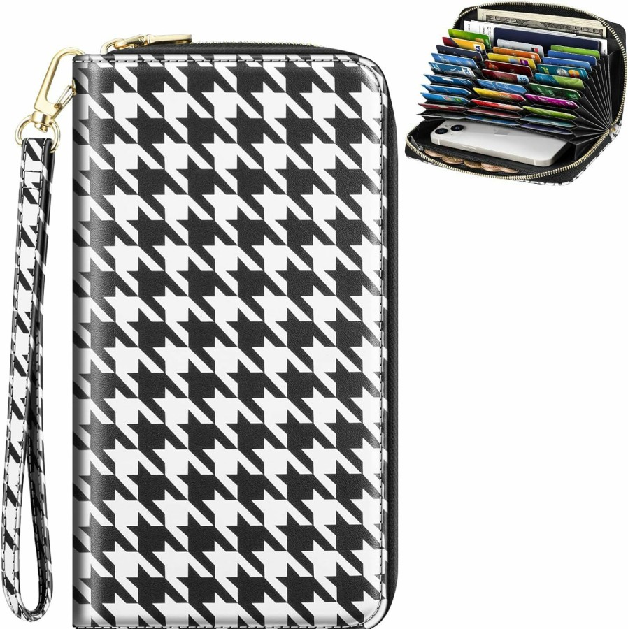 Fintie Fintie Credit Card Holder For Women, 30 Slots Leather Wallet, Large Capacity Rfid Wallet, Zip Wallet Phone Holder Clutch Travel Purse With Wristlet Strap, Hold All Cards, Cash, Phone, Etc. | Card & ID Cases