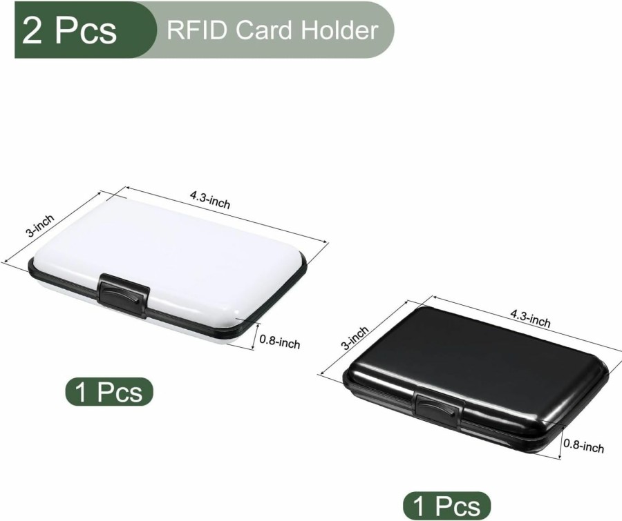 YOKIVE Yokive 2 Pcs Rfid Credit Card Holder, Aluminum Men Women Wallet | Metal Hard Card Case, Great For Business Cards, Access Cards (Black White, 4.3-Inch) | Card & ID Cases