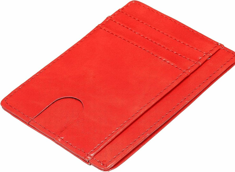 YOKIVE Yokive Rfid Card Holder, Pu Leather Wallet Slim | Cards Protection, Great For Business Cards, Access Cards (Red, 4.41-Inch) | Card & ID Cases