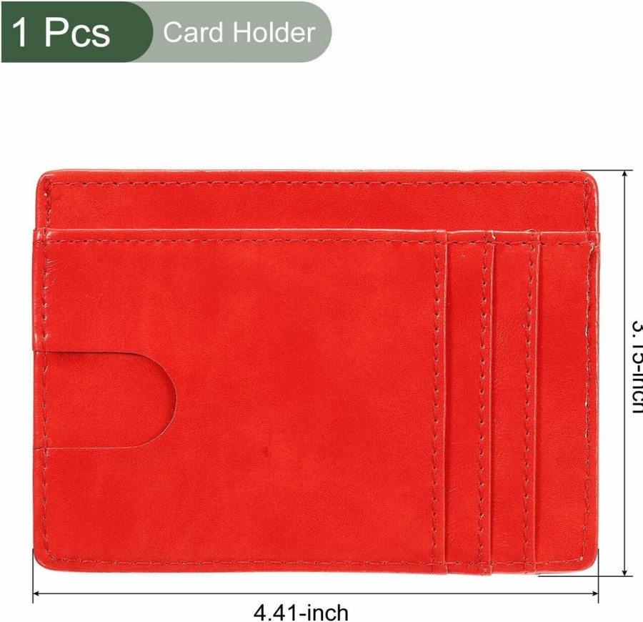 YOKIVE Yokive Rfid Card Holder, Pu Leather Wallet Slim | Cards Protection, Great For Business Cards, Access Cards (Red, 4.41-Inch) | Card & ID Cases