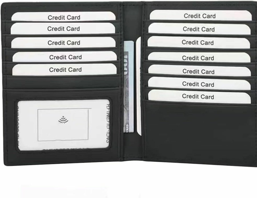 Generic Card Bag Genuine Leather With Large Capacity Rfid Anti-Theft, Suitable For Both Men And Women. Thin Double Fold Multi Card Slot With Gift Box. | Card & ID Cases