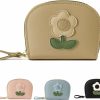 MEISEE Meisee Credit Card Holder Card Case Small Credit Card Wallet Organizer, Pocket Business Card Case With Zipper Cute Flower For Ladies Girls Women -Khaki | Card & ID Cases