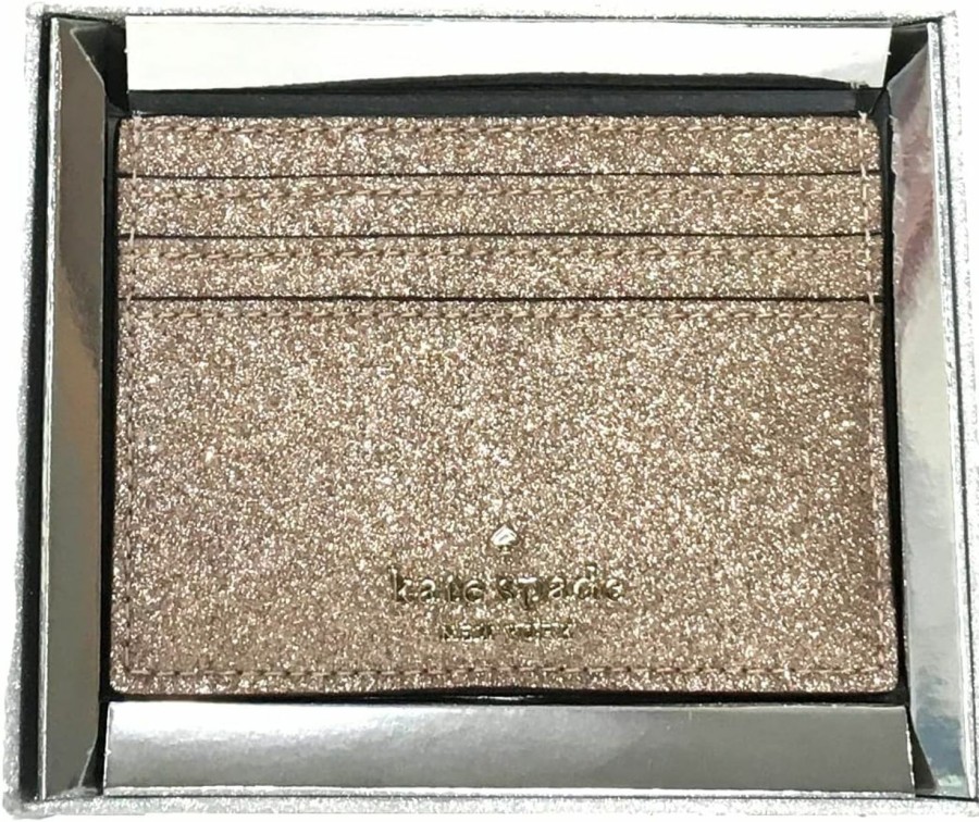 Kate Spade New York Kate Spade Joeley Tinsel Glitter Slim Card Case Gift Boxed (Black) | Card & ID Cases