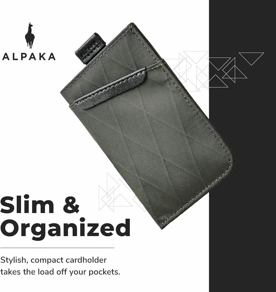 ALPAKA Alpaka Up Cardholder V2 - Functions As A Slim Wallet - Pull Tab For Easy Card Removal - 100% Zero Waste - Made Entirely From Up-Cycled Materials - Holds 4-6 Cards, Dark Green | Card & ID Cases