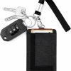 Suweibuke Suweibuke Women Small Wristlet Keychain Wallet Slim Minimalist Lanyard Card Case Holder Id Case Wallet With Detachable Keychain Wristlet (A-Black) | Card & ID Cases