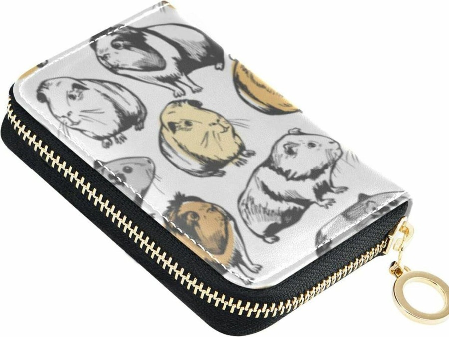 OTVEE Otvee Guinea Pigs Animals Credit Card Wallet, Microfiber Leather Zipper Rfid Card Case Holder For Women | Card & ID Cases