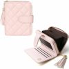 Lychii Lychii Credit Card Wallet For Women, Quilting Leather Card Holder With Rfid Blocking, Zipper Card Cases With Zipper Coin Pocket & Id Window - Pink | Card & ID Cases