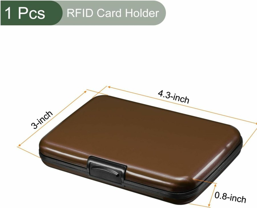 YOKIVE Yokive 1 Pcs Rfid Credit Card Holder, Aluminum Men Women Wallet | Metal Hard Card Case, Great For Business Cards, Access Cards (Brown, 4.3-Inch) | Card & ID Cases