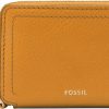 Fossil Fossil Women'S Logan Litehide Leather Rfid Blocking Zip Around Card Case Wallet, Ochre (Model: Sl10045763) | Card & ID Cases