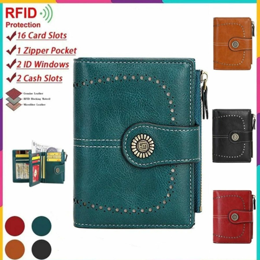 Movefad Movefad Women Large Wallet Rfid Anti-Theft Leather Wallets For Woman Long Zipper Ladies Clutch Bag Female Phone Purses Card Holder | Card & ID Cases