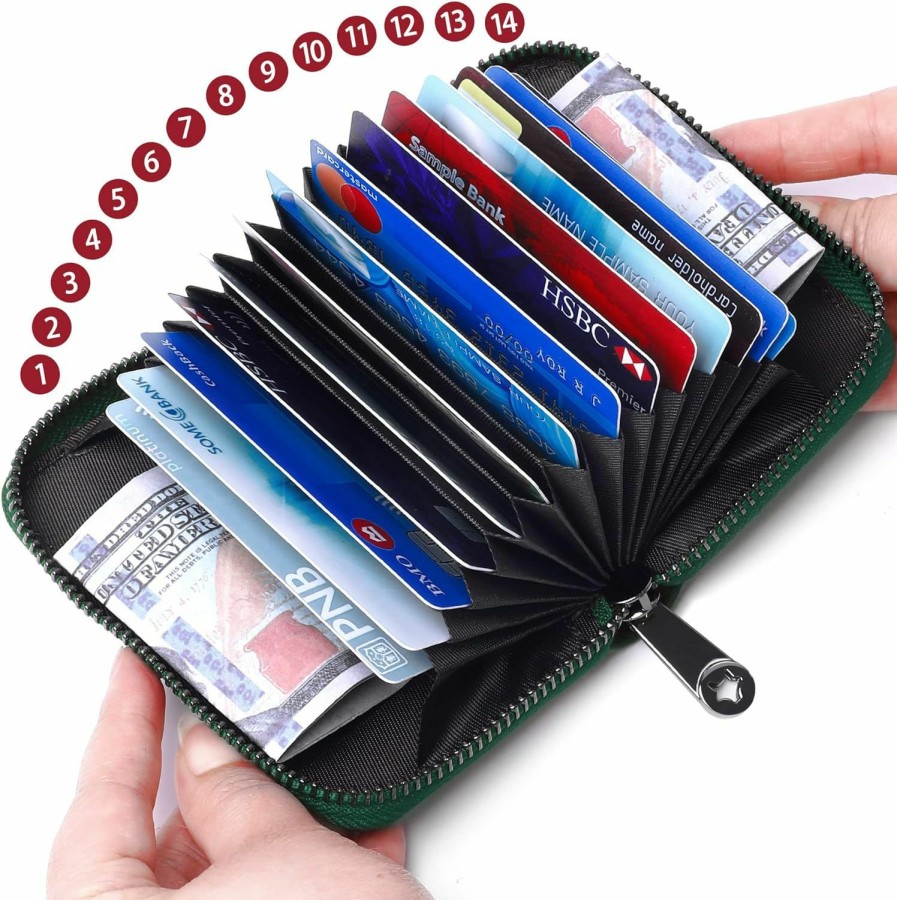 GEEAD Geead Genuine Leather Rfid Credit Card Holder For Women And Men Zipper Cards Case Small Card Wallets | Card & ID Cases