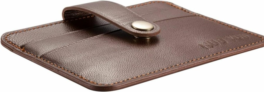 NUOYOU Leather Card Holder, Nuoyou Slim Genuine Leather Id Card Case Minimalist Wallets Credit Card Holder Front Pocket Wallet (Sheepskin, Redbrown) | Card & ID Cases