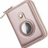 LINYUNE Linyune Airtag Card Holder Wallet For Men Women Air Tag Rfid Blocking Leather Credit Cards Organizer Zipper Card Case (Rose Gold) | Card & ID Cases