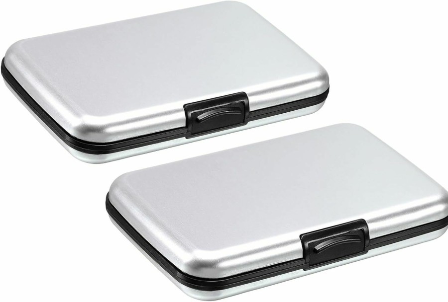 YOKIVE Yokive 2 Pcs Rfid Credit Card Holder, Aluminum Men Women Wallet | Metal Hard Card Case, Great For Business Cards, Access Cards (Silver, 4.3-Inch) | Card & ID Cases