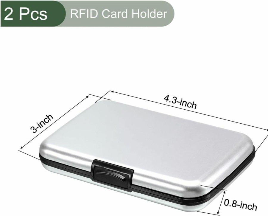 YOKIVE Yokive 2 Pcs Rfid Credit Card Holder, Aluminum Men Women Wallet | Metal Hard Card Case, Great For Business Cards, Access Cards (Silver, 4.3-Inch) | Card & ID Cases