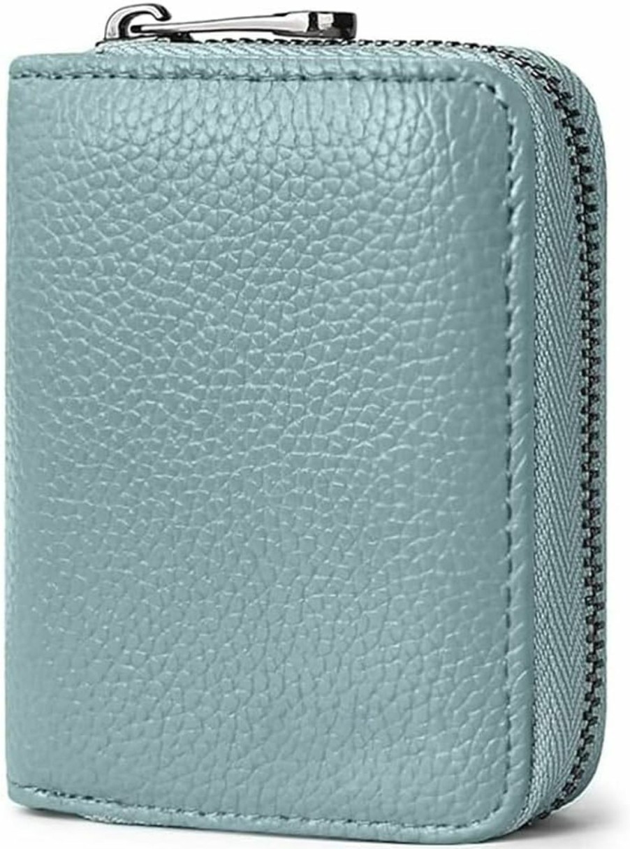 DOMILINA Domilina Rfid Genuine Leather Accordion Wallet, Small Card Case With 20 Card Slots For Women Or Men(Blue) | Card & ID Cases