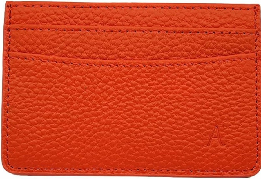 Aphrona Aphrona | Leather 3-Pocket Wallet Slim Card Holder | Leather Card Holder For Men And Women | Leather Card Wallet | Leather Card Case | Luxurious Pocket Slim Card Holder (Orange) | Card & ID Cases