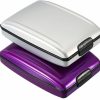 PATIKIL Patikil Rfid Blocking Wallet Credit Card Holder, 2 Pack Aluminum Metal Women Men Purse Hard Case Cards Storage For Business Card Id Card, Purple, Silver | Card & ID Cases