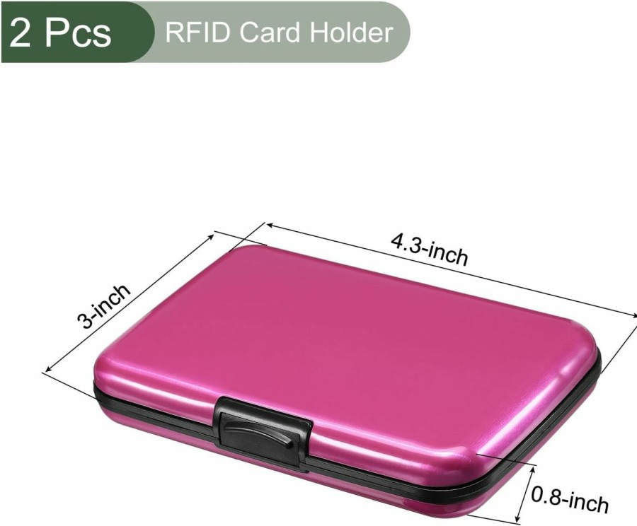 YOKIVE Yokive 2 Pcs Rfid Credit Card Holder, Aluminum Men Women Wallet | Metal Hard Card Case, Great For Business Cards, Access Cards (Rose Red, 4.3-Inch) | Card & ID Cases