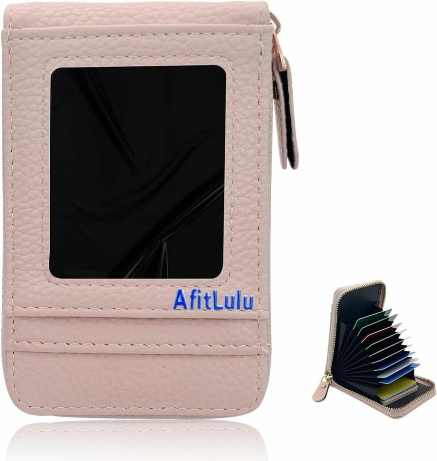 AfitLulu Afitlulu Womens Card Wallet, Accordion Credit Card Holder For Women With 12 Card Slots And 1 Id Window, Pu Leather Card Holder Wallet With Zipper For Men And Women, 4.5 * 2.9 Inches (Black) | Card & ID Cases