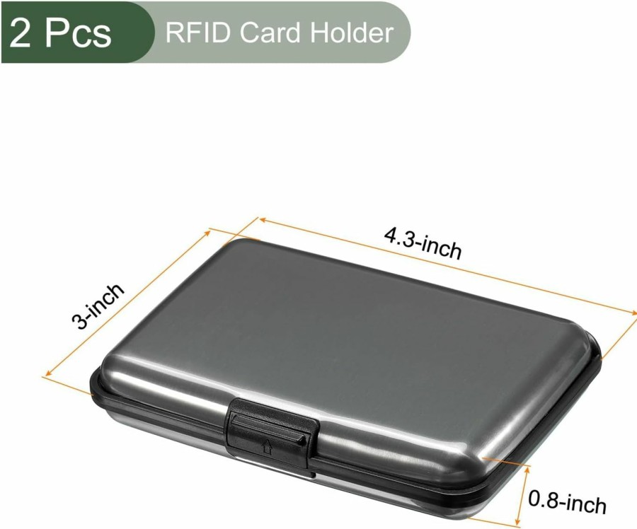 YOKIVE Yokive 2 Pcs Rfid Credit Card Holder, Aluminum Men Women Wallet | Metal Hard Case, Great For Business Cards, Access Cards (Gray, 4.3-Inch) | Card & ID Cases