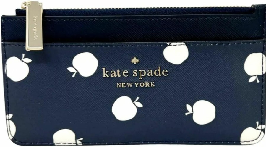 Kate Spade New York Kate Spade Large Slim Card Holder Orchard Toss Apple (Blazer Blue) | Card & ID Cases