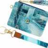 Simikol Simikol Slim Zipper Credit Card Holder With Keychain Wristlet Small Rfid Glitter Leather Wallet With Id Window For Women,Rose Gold | Card & ID Cases