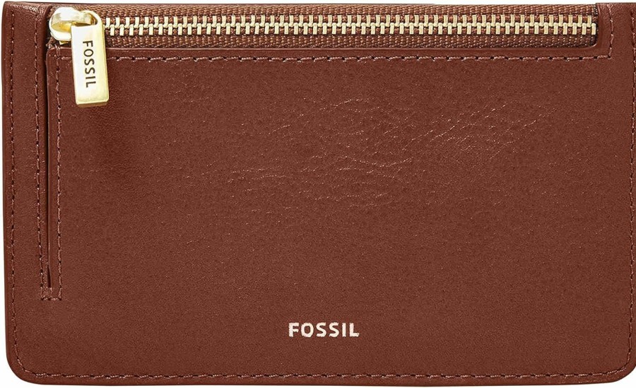 Fossil Fossil Women'S Logan Leather Zip Card Case Wallet With Keychain For Women | Card & ID Cases