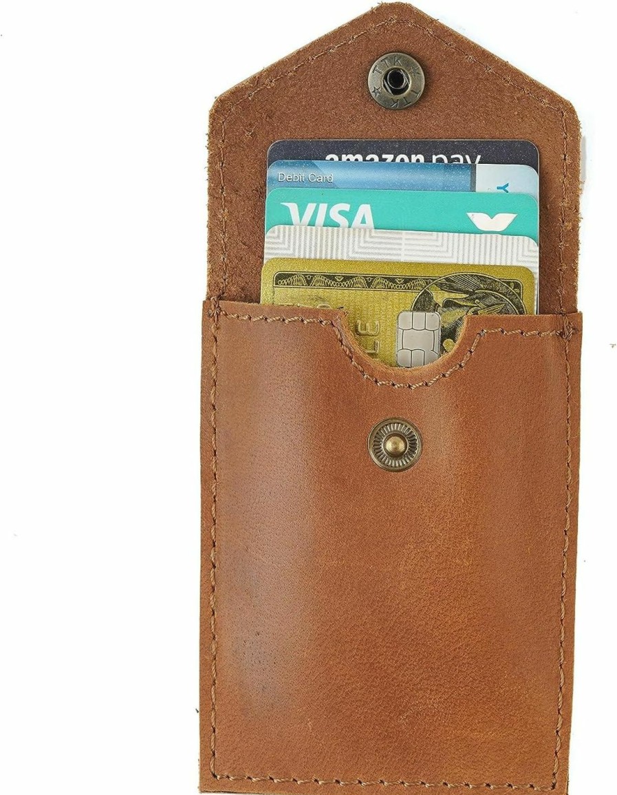 CestAntiQ Cestantiq, Leather Card Holder | Distressed Business Card Holder | Credit Card Wallet For Men Or Women | Pocket Or Purse-Friendly :: Brown | Card & ID Cases