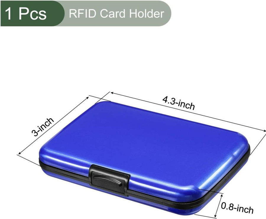 YOKIVE Yokive 1 Pcs Rfid Credit Card Holder, Aluminum Men Women Wallet | Metal Hard Card Case, Great For Business Cards, Access Cards (Blue, 4.3-Inch) | Card & ID Cases