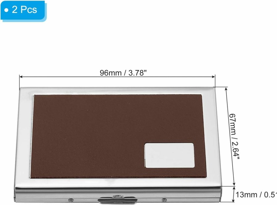 PATIKIL Patikil Rfid Blocking Credit Card Holder, 2 Pack Metal Wallet Pu Leather Men Women Hard Protector Case For Business Card Id Card, Stainless Steel, Brown | Card & ID Cases