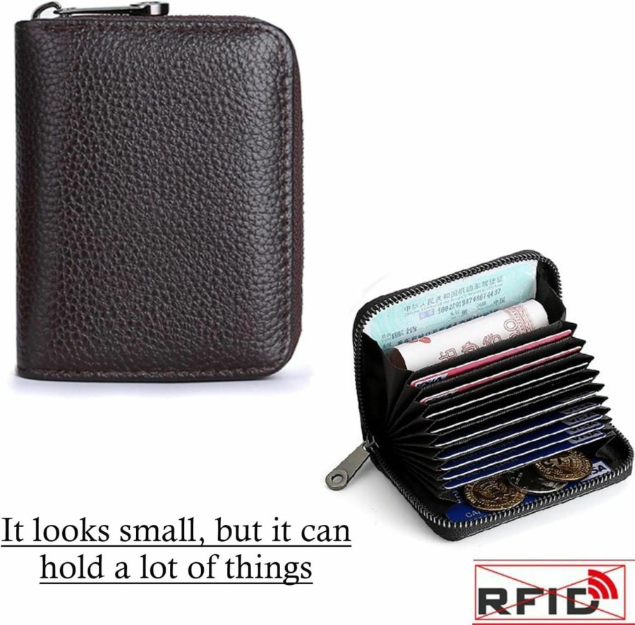 BRTOO Brtoo Rfid Credit Card Holder For Women Small Wallets Ladies 9 Card Slots Cute Pattern Keychain Organizer Black Blocking Zipper Fun Purse Minimalist Girls Cash Change Card Case(Square Coffee) | Card & ID Cases