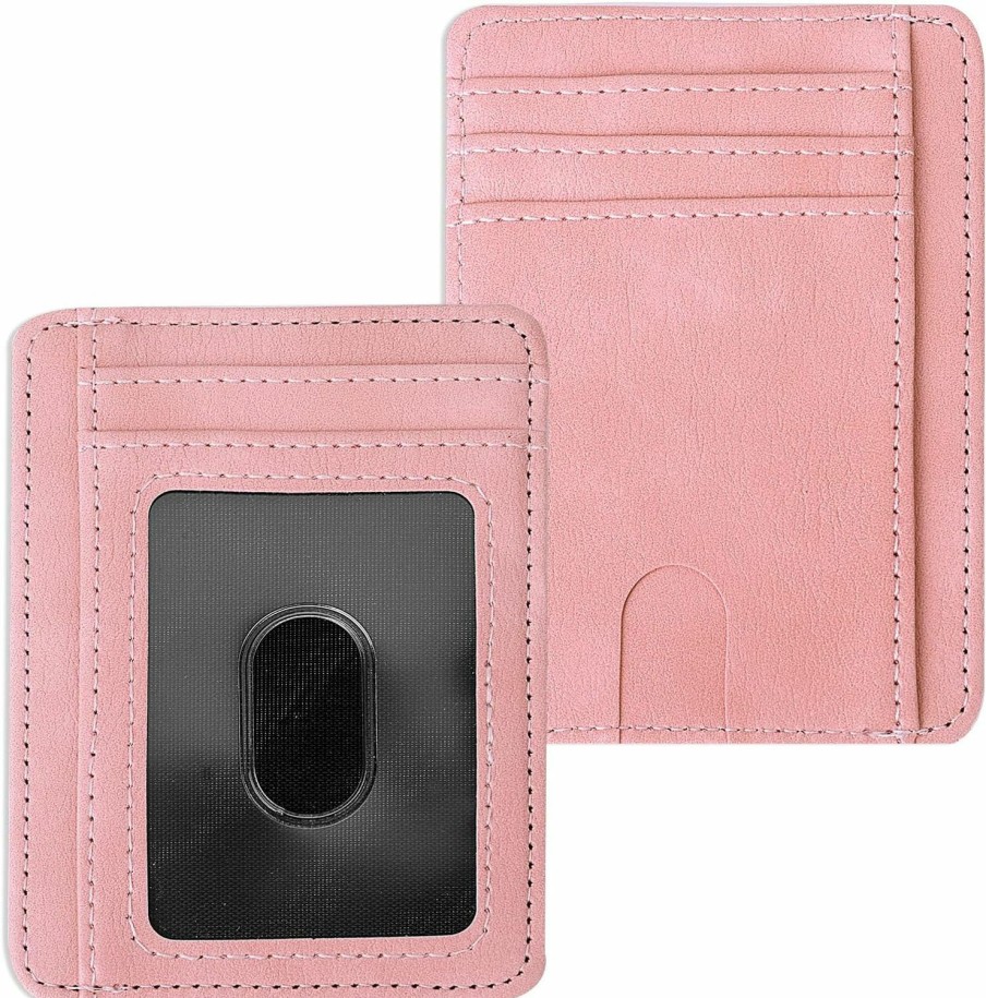 Giantree Giantree Rfid Blocking Credit Card Case Holder, Slim Credit Card Sleeves Id Case Leather Wallet Coin Identity Credit Card Holder For Women Men(Pink) | Card & ID Cases