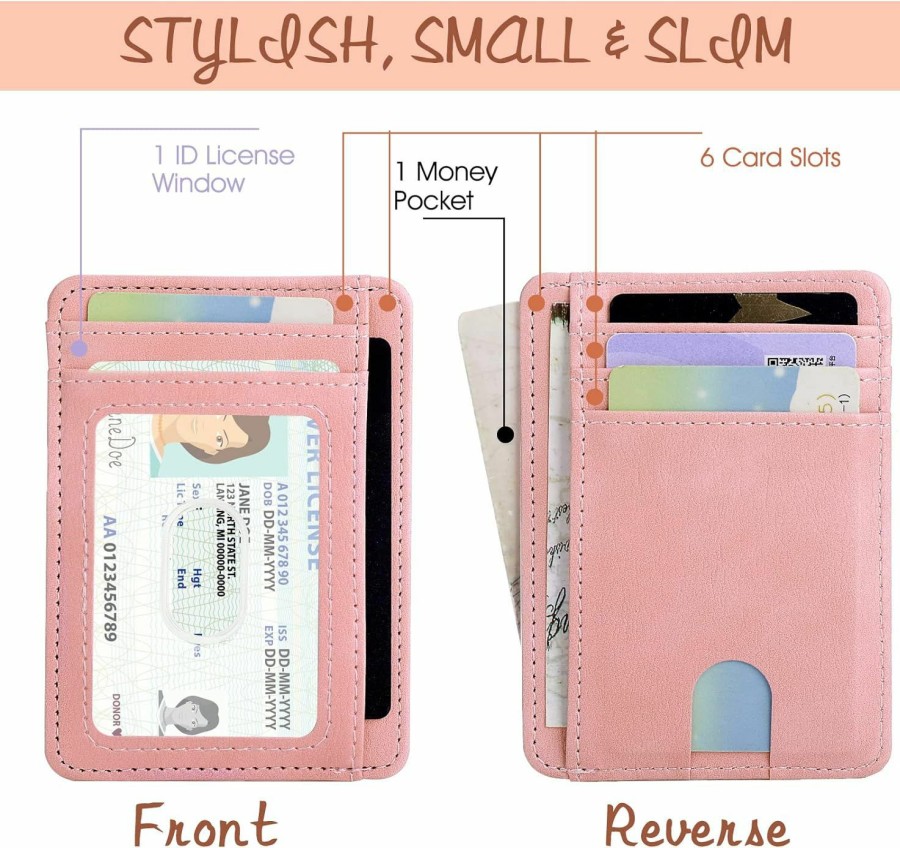 Giantree Giantree Rfid Blocking Credit Card Case Holder, Slim Credit Card Sleeves Id Case Leather Wallet Coin Identity Credit Card Holder For Women Men(Pink) | Card & ID Cases