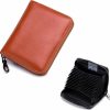 Q QICHUANG Genuine Leather Credit Card Holder Case Rfid Blocking Zipper Wallet With 24 Organ-Style Card Slots Travel Passport Wallet For Men & Women (Rose Red) | Card & ID Cases