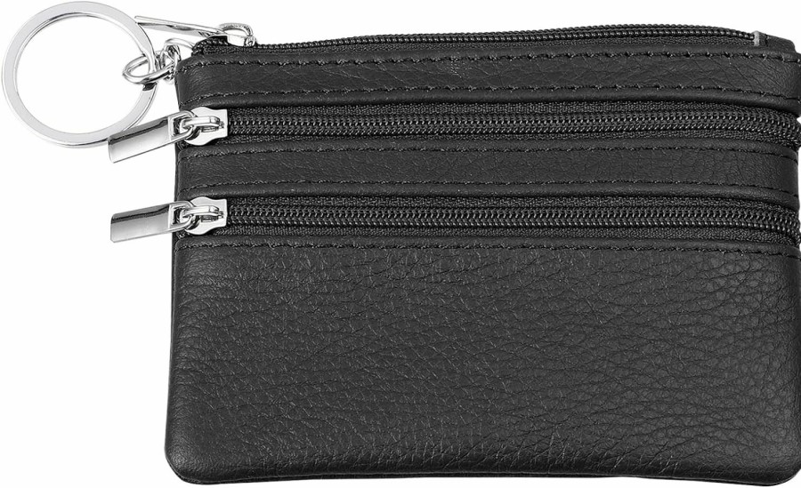 TENDYCOCO Black Keychain Wallet Fashion Small Wallet With Key Ring Change Purse Women Credit Cash Holder For Girls | Card & ID Cases