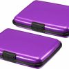 PATIKIL Patikil Mini Rfid Wallet Credit Card Holder, 2 Pack Aluminum Purse 6 Slots Case For Business Card Id Card, Purple | Card & ID Cases