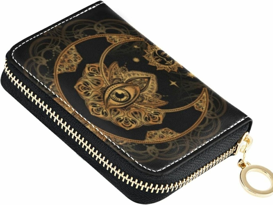 OTVEE Otvee Boho Moon Sun Mandala Rfid Credit Card Holder Case, Microfiber Leather Zipper Card Wallet For Women | Card & ID Cases