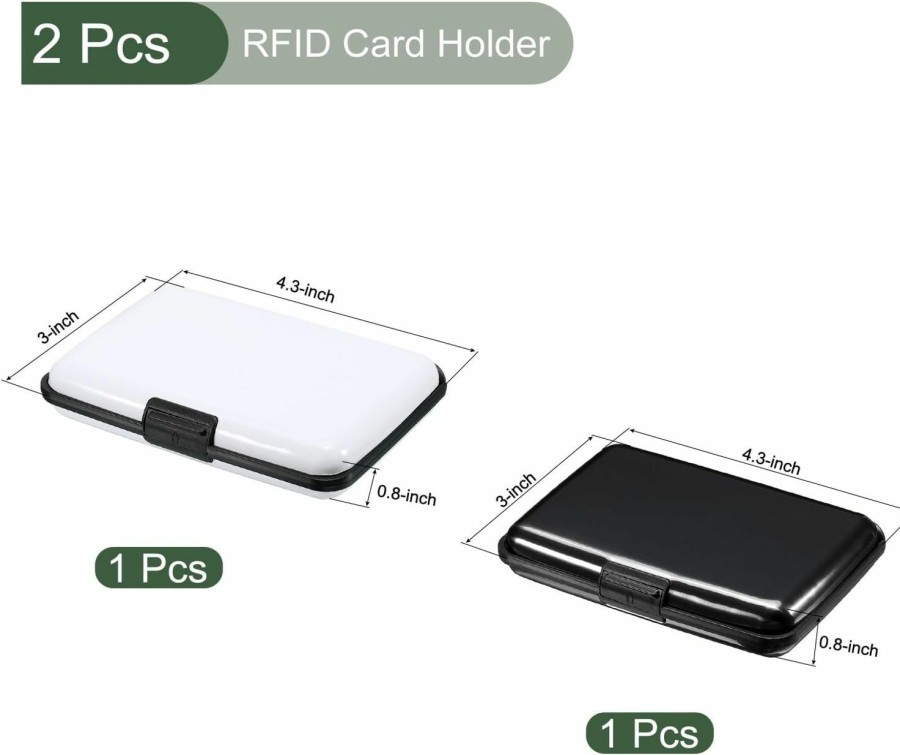 YOKIVE Yokive 2 Pcs Rfid Credit Card Holder, Aluminum Men Women Wallet | Metal Hard Case, Great For Business Cards, Access Cards (Black White, 4.3-Inch) | Card & ID Cases