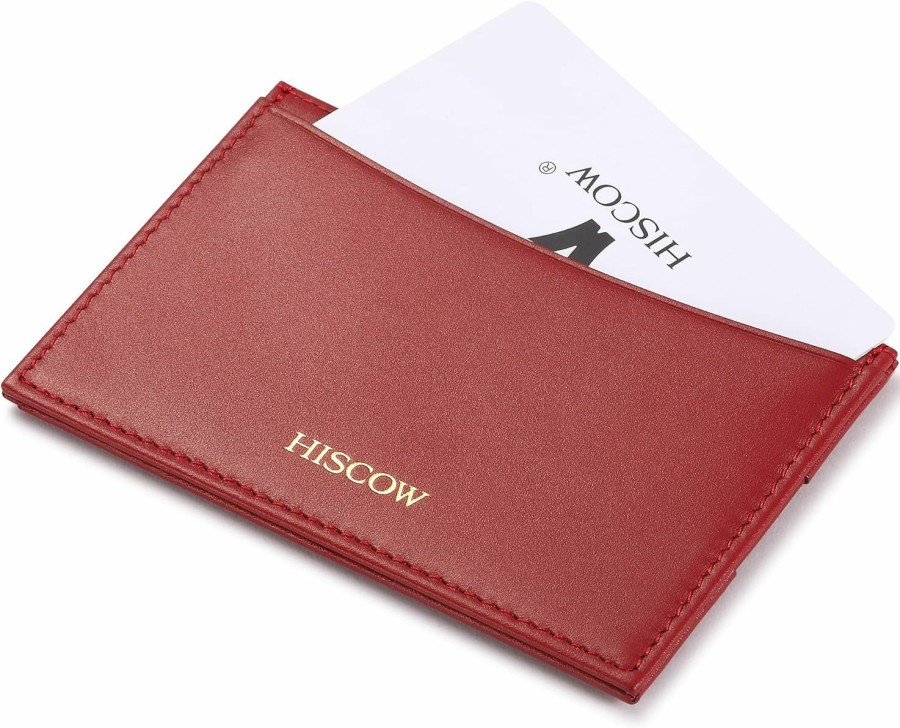 HISCOW Leather Thin Card Holder, Slim Id Case Small Credit Card Wallet For Men & Women (Cognac) | Card & ID Cases